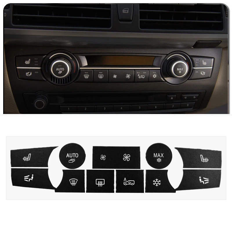 Car AC Control Button Knob Repair Sticker Decals for BMW X5 E70 2006-2013 X6 E71 2008-2014 PVC Black Button Decal Replacement