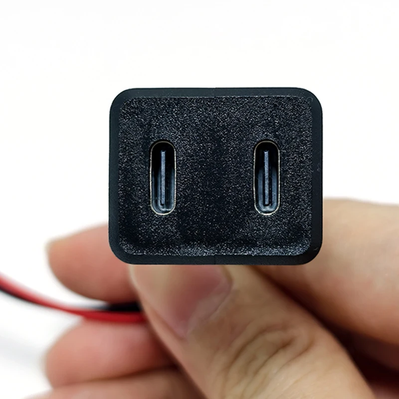 

1pcs Double Layer Usb Female Base Type-C Socket Charging Socket Power Socket With Cable Connector