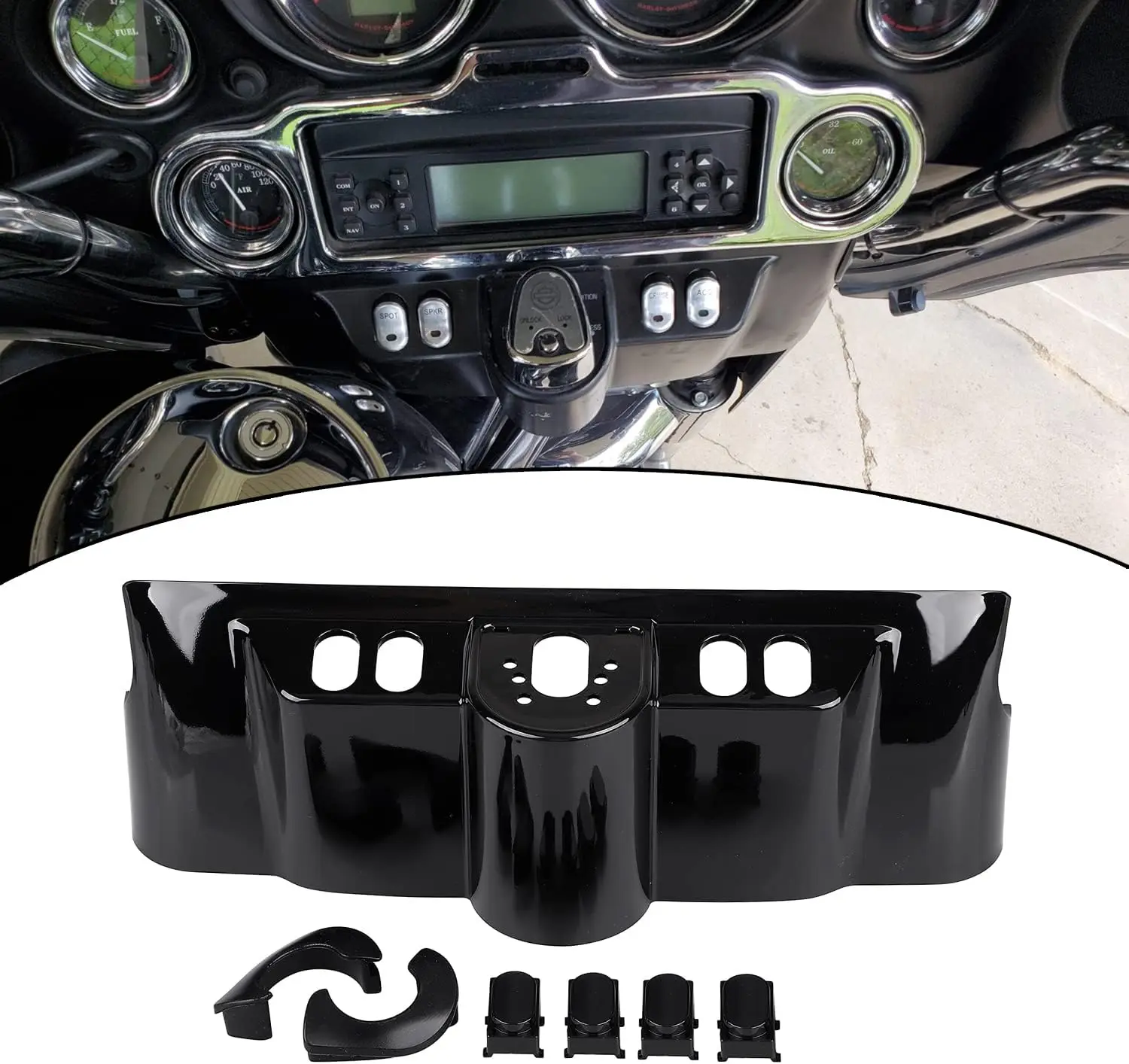 

Vivid Black ABS Inner Fairing with Switch Cap Kit For Harley Touring Street Glide 2006-2013 Electra Glide 1996-2013