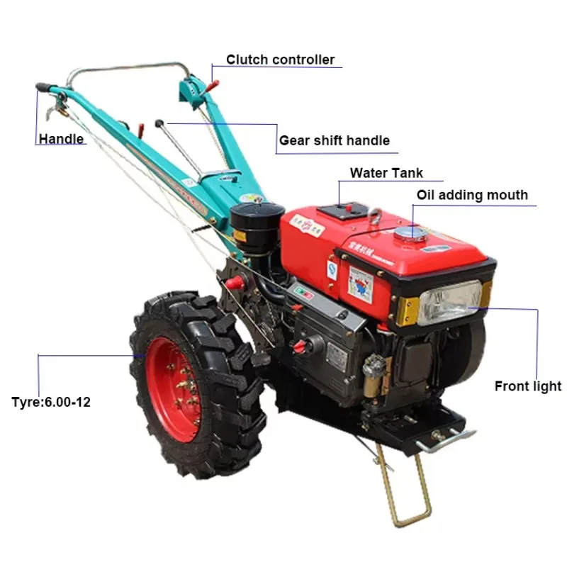 

Hand tractor rotary plowing ridge building stem plowing machine orchard landscape drought dual-purpose integration