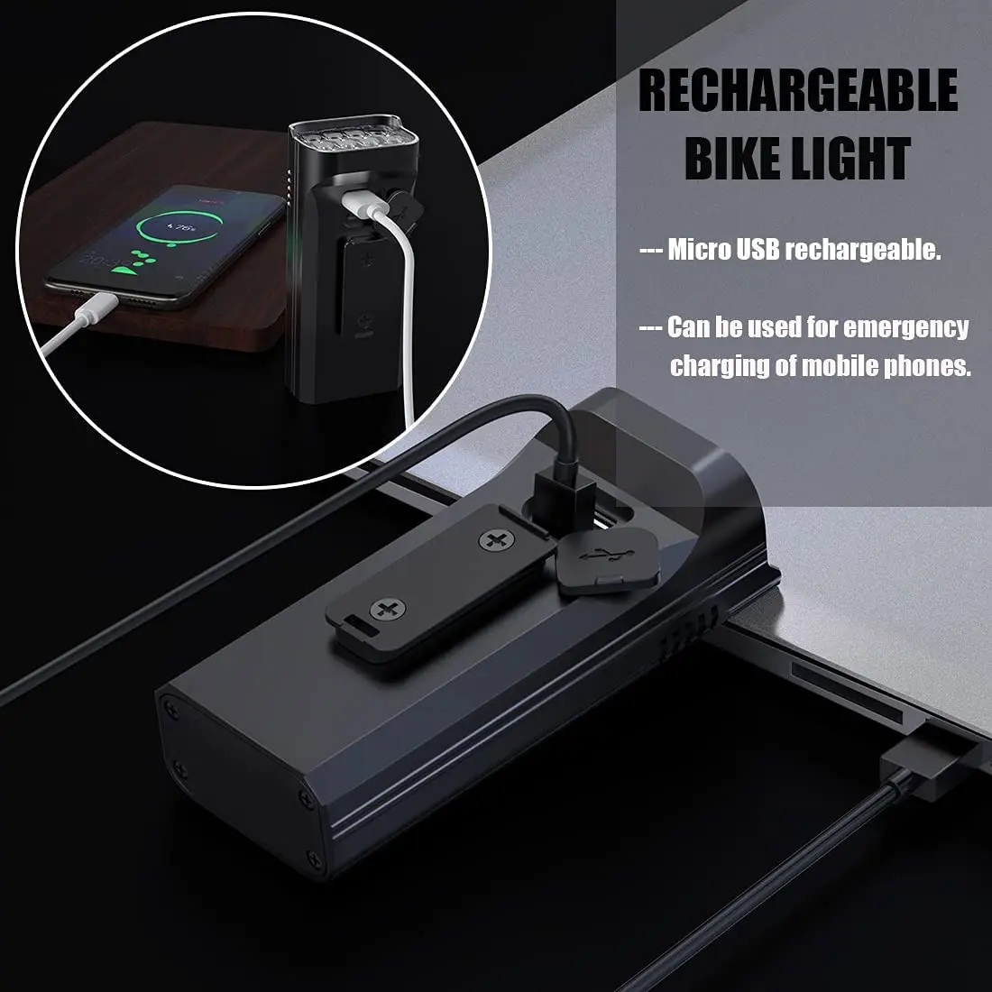 NATFIRE 10000mAh Super Bright Flashlight Bike Light USB Rechargeable 3600LM Bike Headlight LED Front Lights and Color Rear light