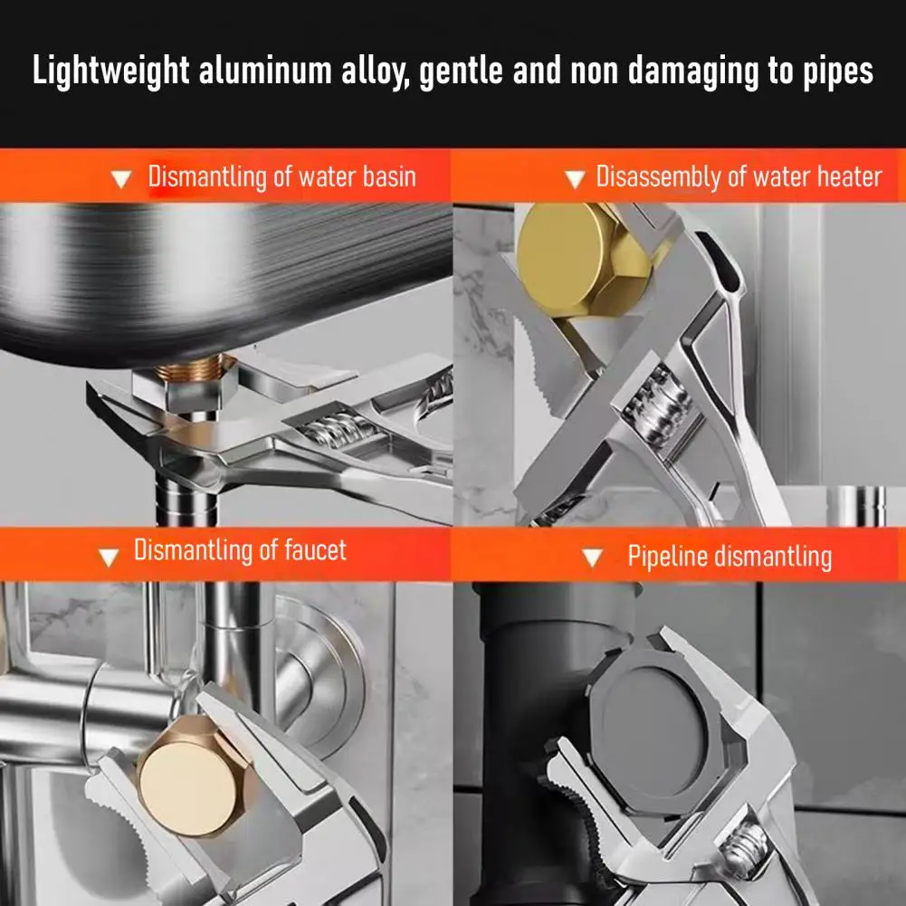 Wide Jaw Wrench Adjustable Wrench Adjustable Wide Jaw Plumbing Wrench Short Handle Pipe Installation Tool Kitchen Bathroom