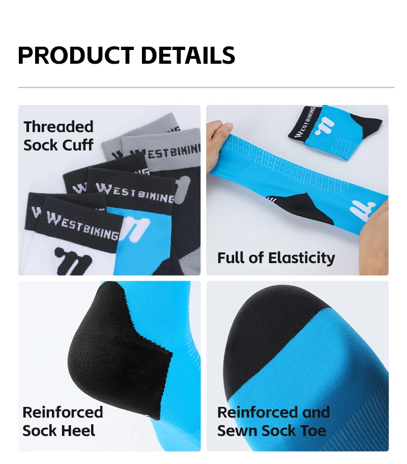 WEST BIKING Fahrradsocken für Männer und Frauen, Schnelltrocknende Sportsocken, 1/2/3 Paar, Atmungsaktive Lauf- und Fahrradausrüstung, EU-Größe 37-43 – Detail 10
