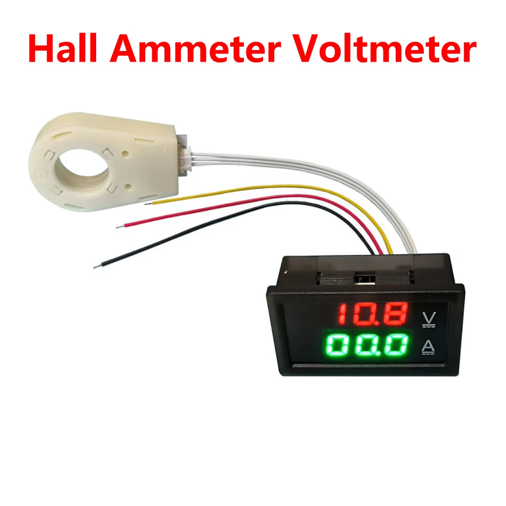 Hall Ammeter Voltmeter Dual Display Isolated Digital LED Display DC Reverse Connection Protection Battery Monitor