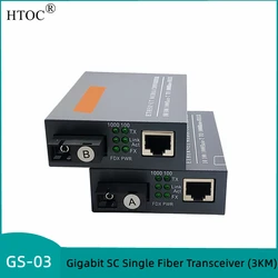 HTB-GS-03 A/B Fiber Transceiver Single Fiber Converter SC 10/100/1000M Single Mode Single Fiber 1 Pair