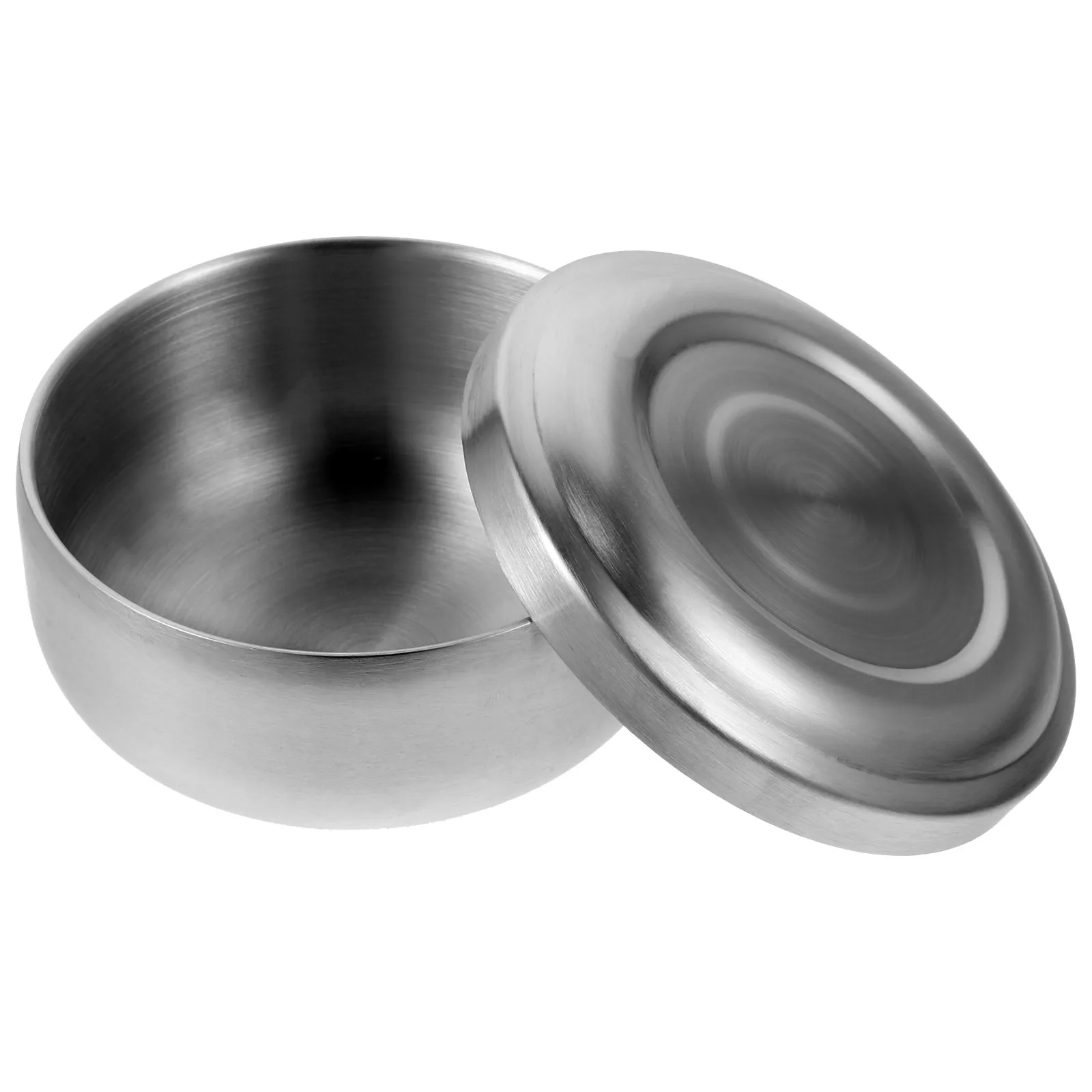 

Premium Men Shaving Soap Bowl Stainless Steel Cream Bowl Simple Design Convenient Storage for Bathroom Travel Silver