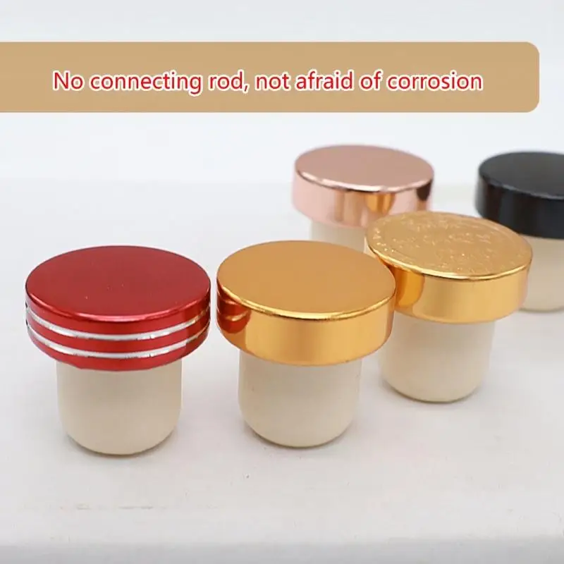 E06A Bottle Stoppers Sealing Stopper Plug Caps Cork Beer Decorative Rubber T Corks Shaped Metal Champagne Reusable