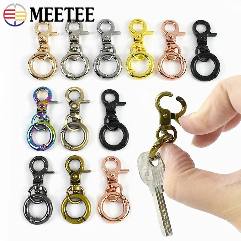

20/50Sets Sping Hook Metal Buckle with O Ring Bag Chain Connect Buckles Keychain Hooks Clasp Keys Clip DIY Hardware Accessories
