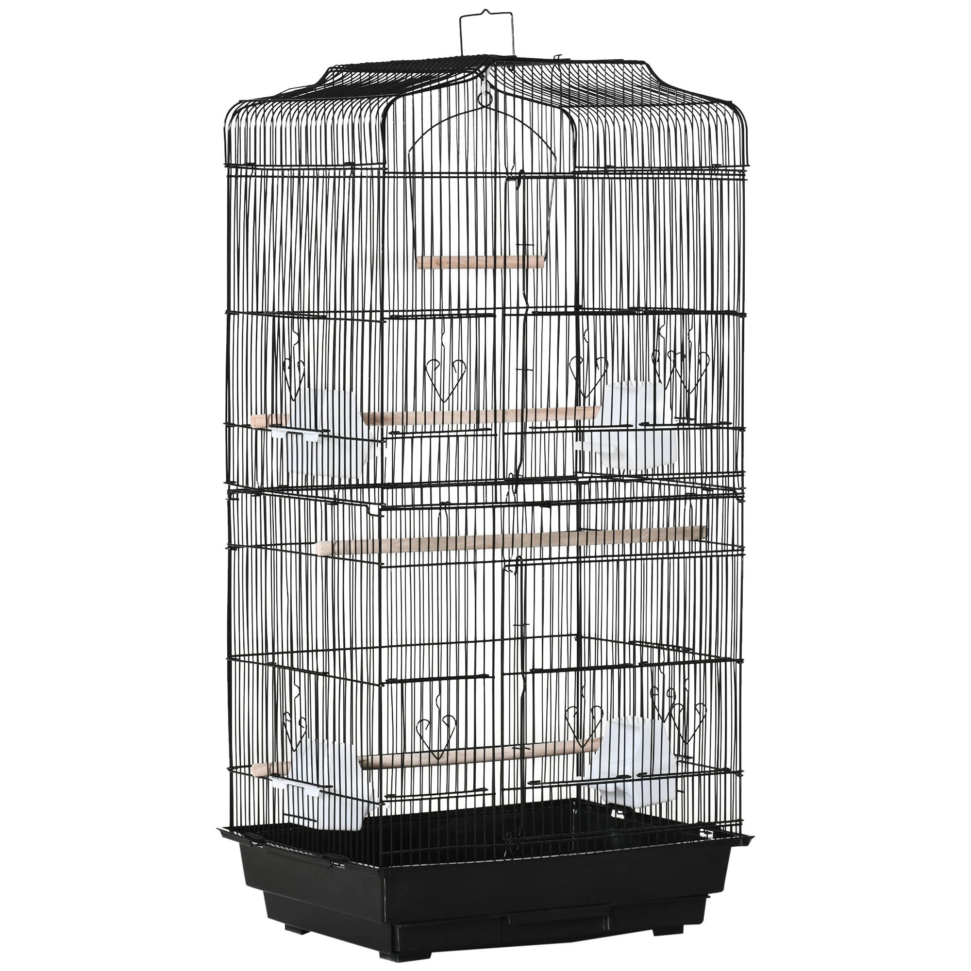 PawHut Birdcage with feeder doors and tray 47,5x36x91 cm black