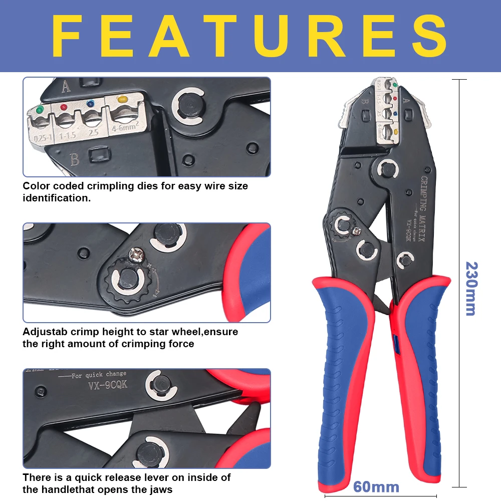 Crimping Tool For Heat Shrink Connectors Set -Wire Stripper, for AWG 22-10 Marine Grade Heat Shrink Butt Connectors