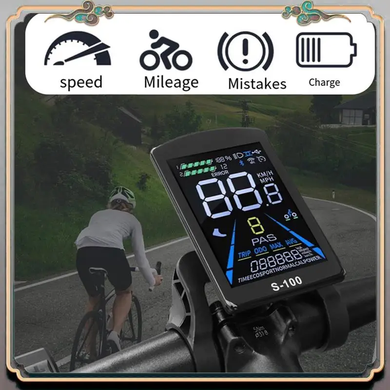 

Durable Electric Bicycle Display S-100 LCD Display Control 24V - 72V Speed Meter 5Pin Speedometer