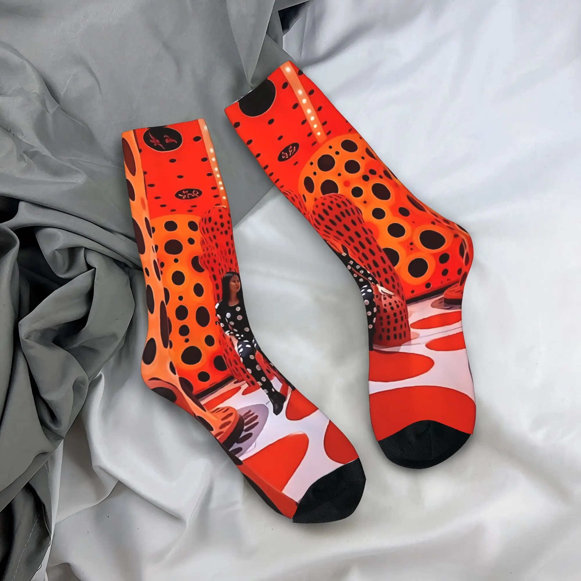 

Носки Yayoi Kusama, весенние готические мужские носки средней длины, мягкие, дизайнерские, противоскользящие, для велоспорта