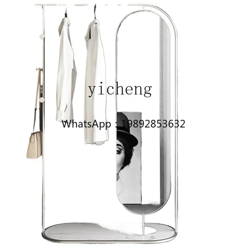 GZ Marble Dressing Mirror Clothes Rack Integrated Rotatable Floor Household Bedroom Coat Rack Cabinet