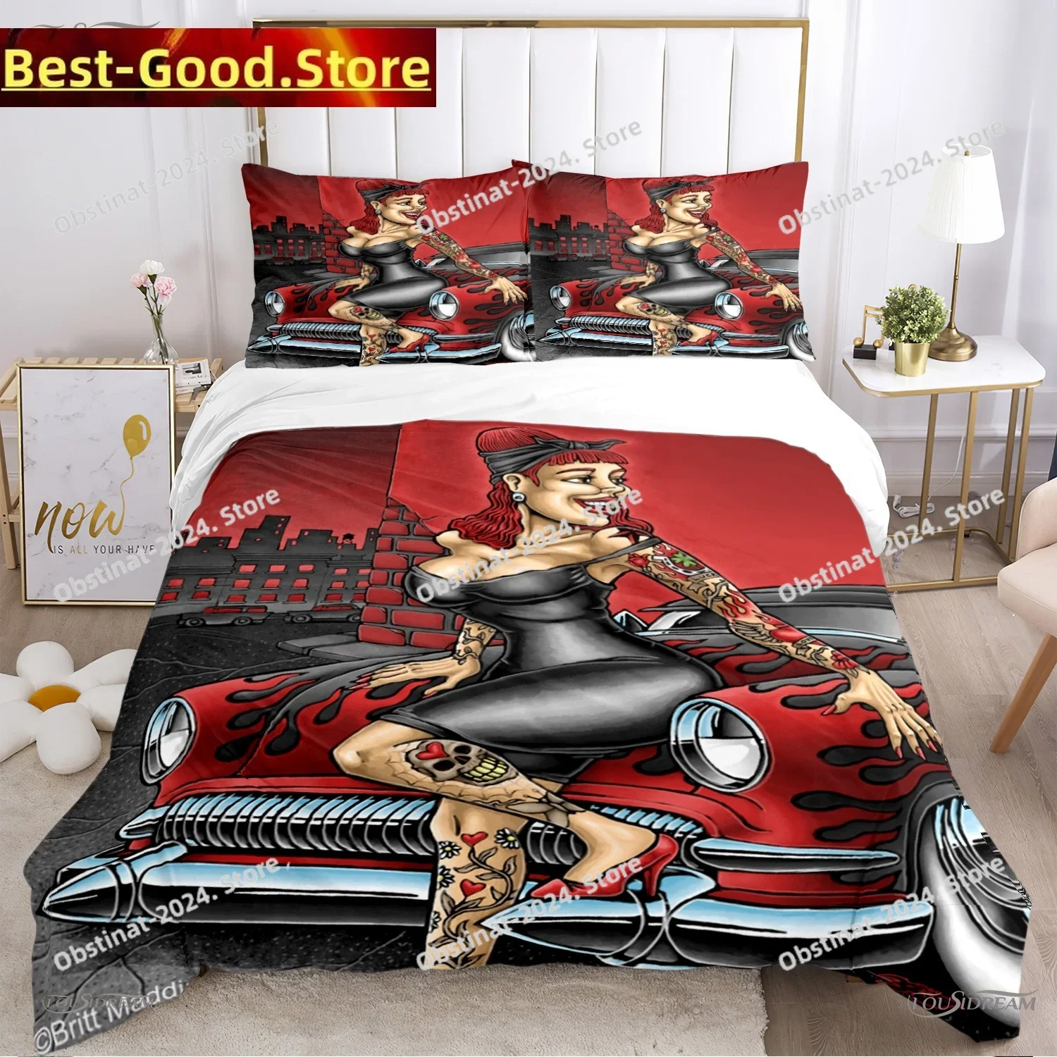 

Rockabilly Hip Hop Music All Season Duvet Cover Comforter Bedding sets Soft Quilt Cover and Pillowcases SingleDoubleQueenKing