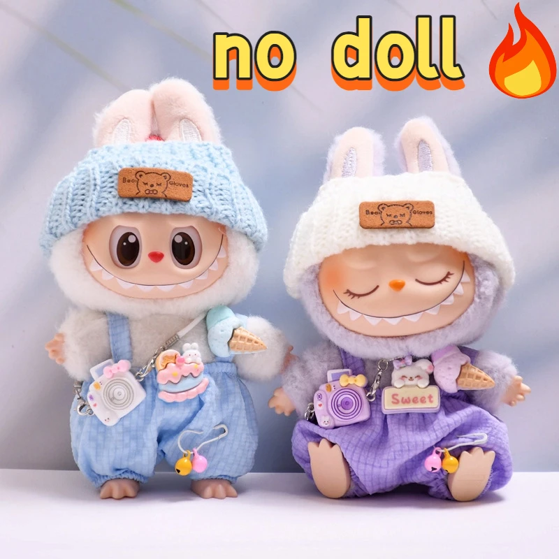 

For Labubu V1 V2 V3 Pendant Baby Clothing Series Ice Cream Strap Pants Camera Set Trendy Baby Clothing Replacement Clothing