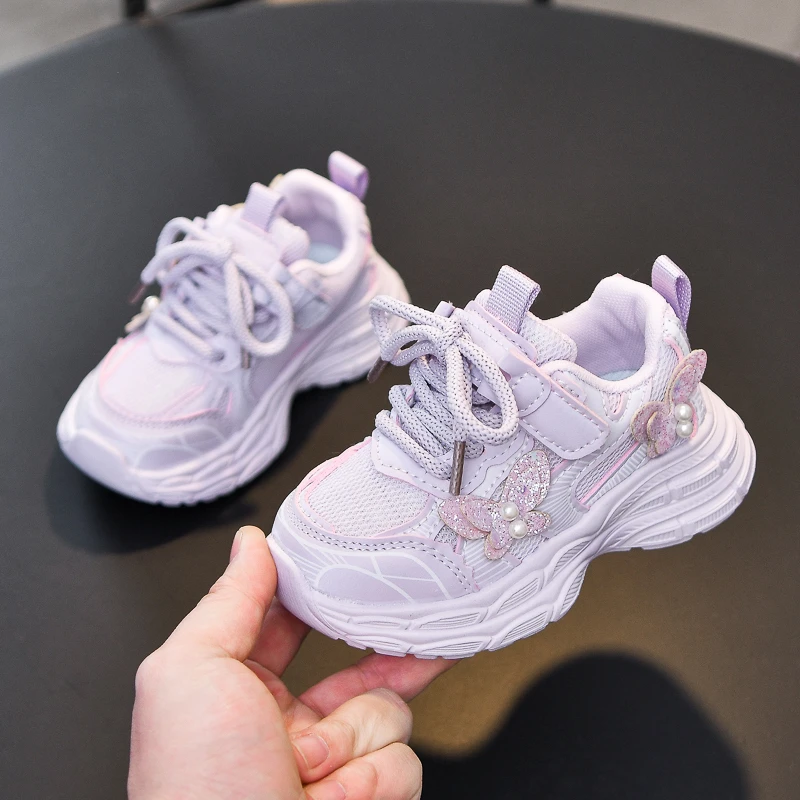 Mädchen Prinzessinnen-Sneaker Atmungsaktive Mesh-Laufschuhe Süße Schmetterlinge 2026 Brandneue Kinder-Sportschuhe Casual – Detail 6