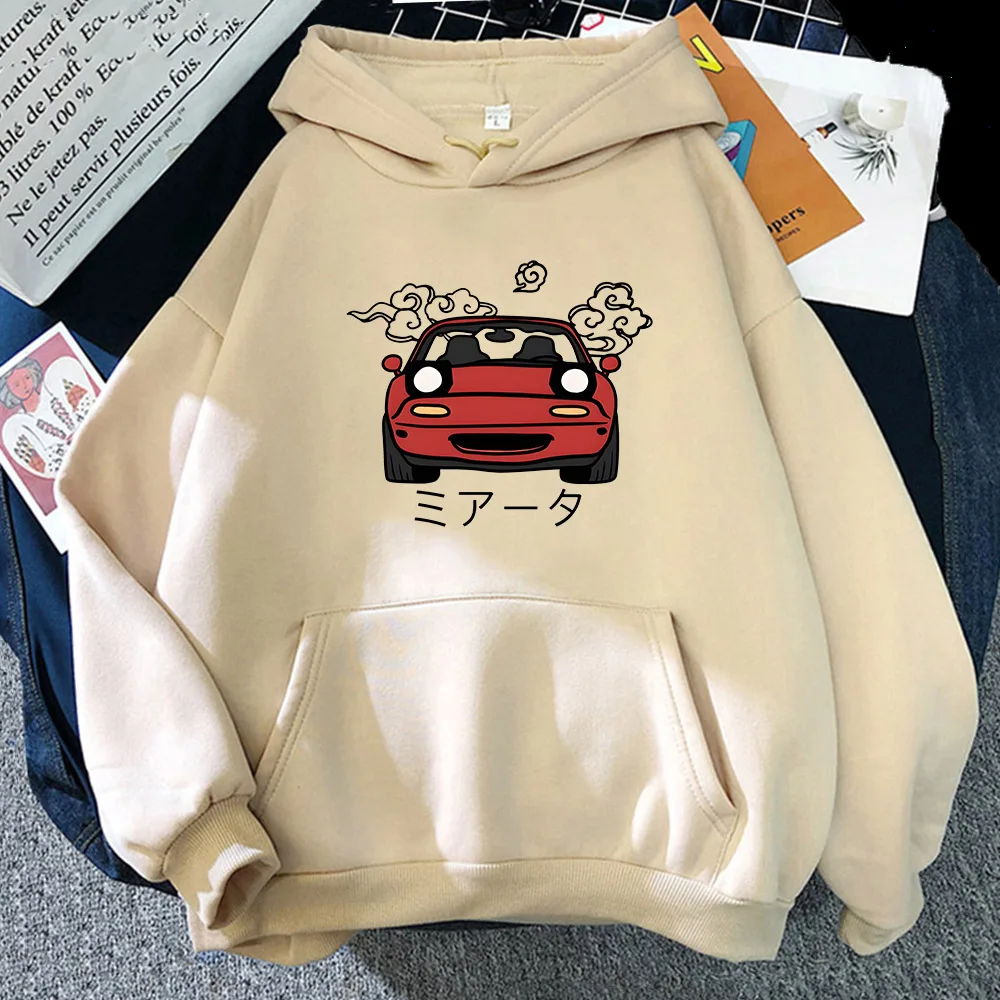 Harajuku Japanese Funny Cartoon Cars Graphic Printing Women Hoodies Fashion Casual Loose Oversize Men's Sweatshirts Unisex