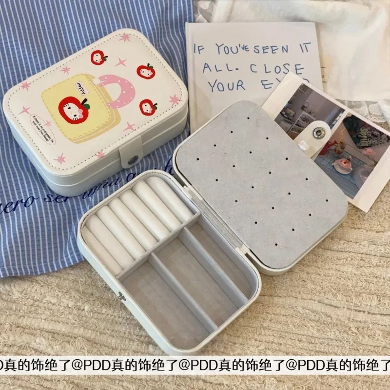 

Hello Kitty Jewelry Storage Box Travel High End Exquisite Jewelry Bag Fashion Cute Cartoon Large Capacity Storage Box Wholesale