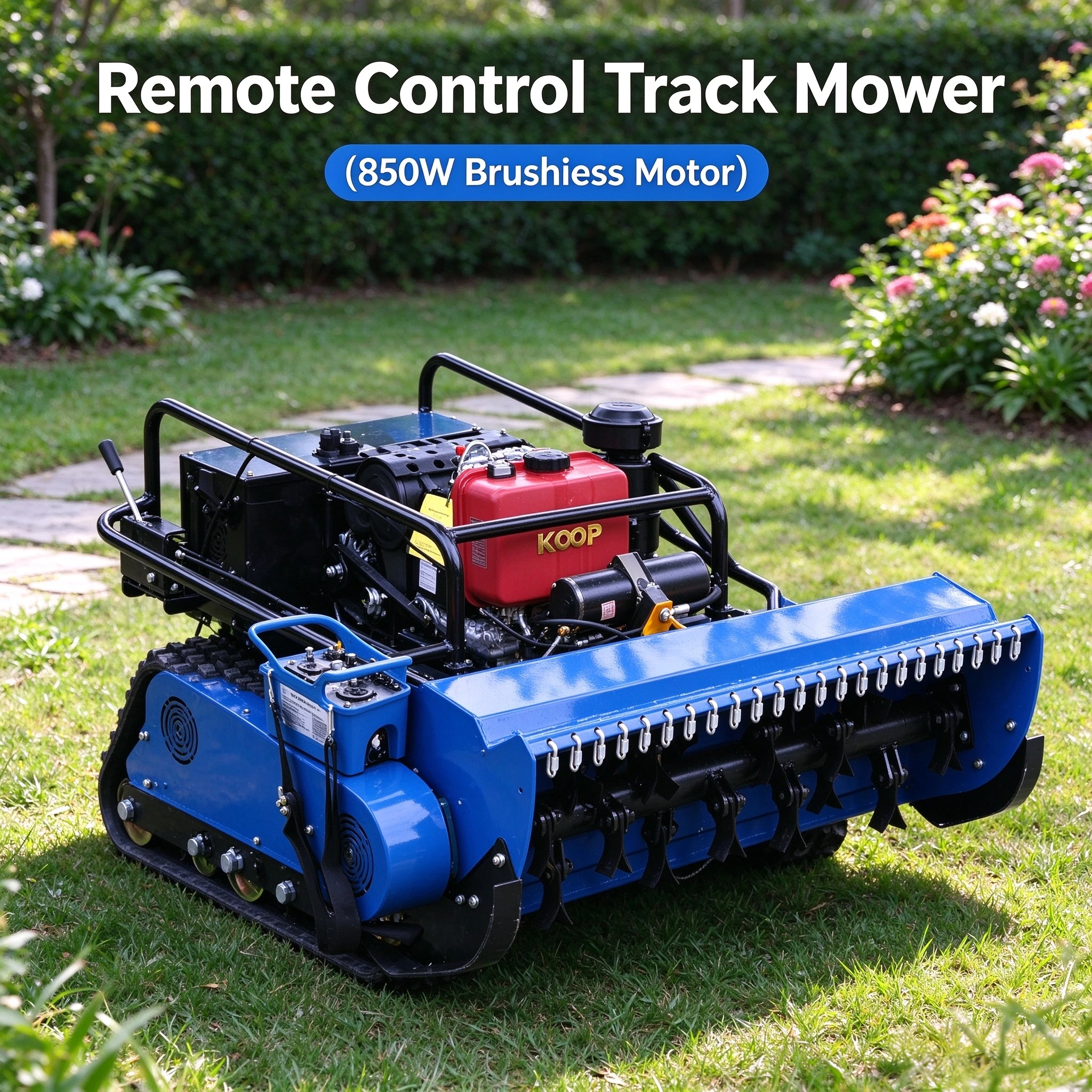 Customized Battery Powered RC Crawler Remote Control Lawn Mower Tracked Cordless Grass Trimmer for Garden Hillside
