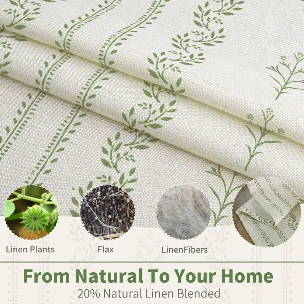 Spring Floral Botanical Curtains, 90 Long, 52 Wide Each, Set of 2 for Cottage-Style Living Rooms