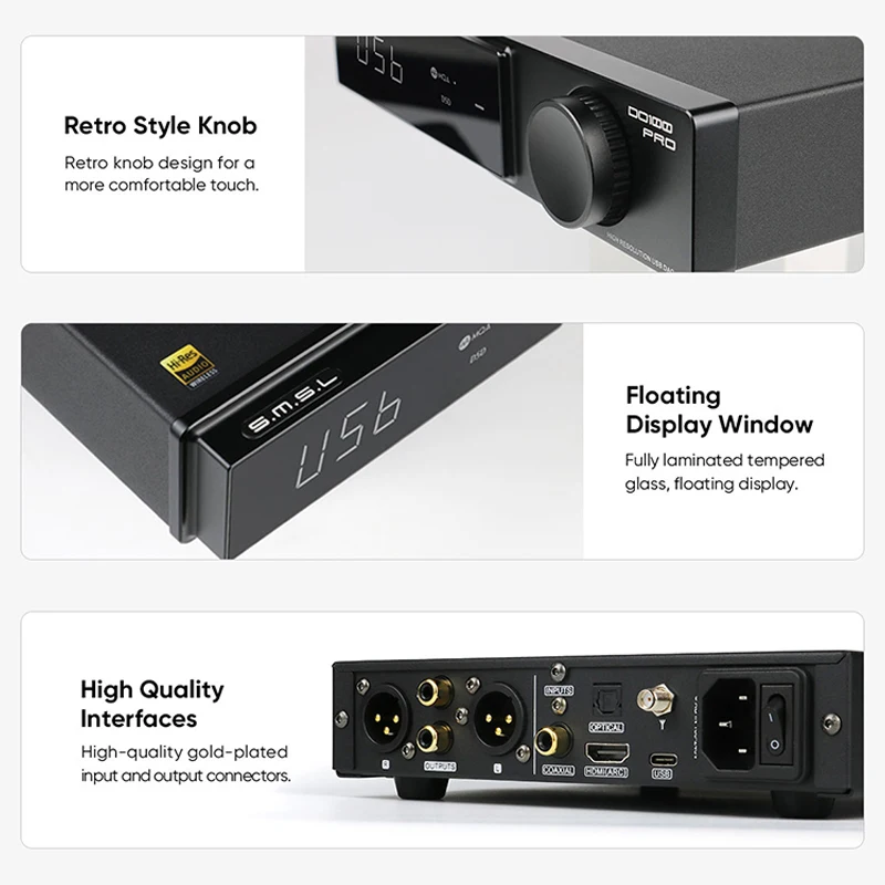 Imagem -05 - Smsl-dac Decodificador Duplo Hi-res Mqa Dac Es9039q2m Duplo Bluetooth 5.1 Dsd512 Opa1612 Hdmi-arc High End Digital Ps4 Do100 Pro