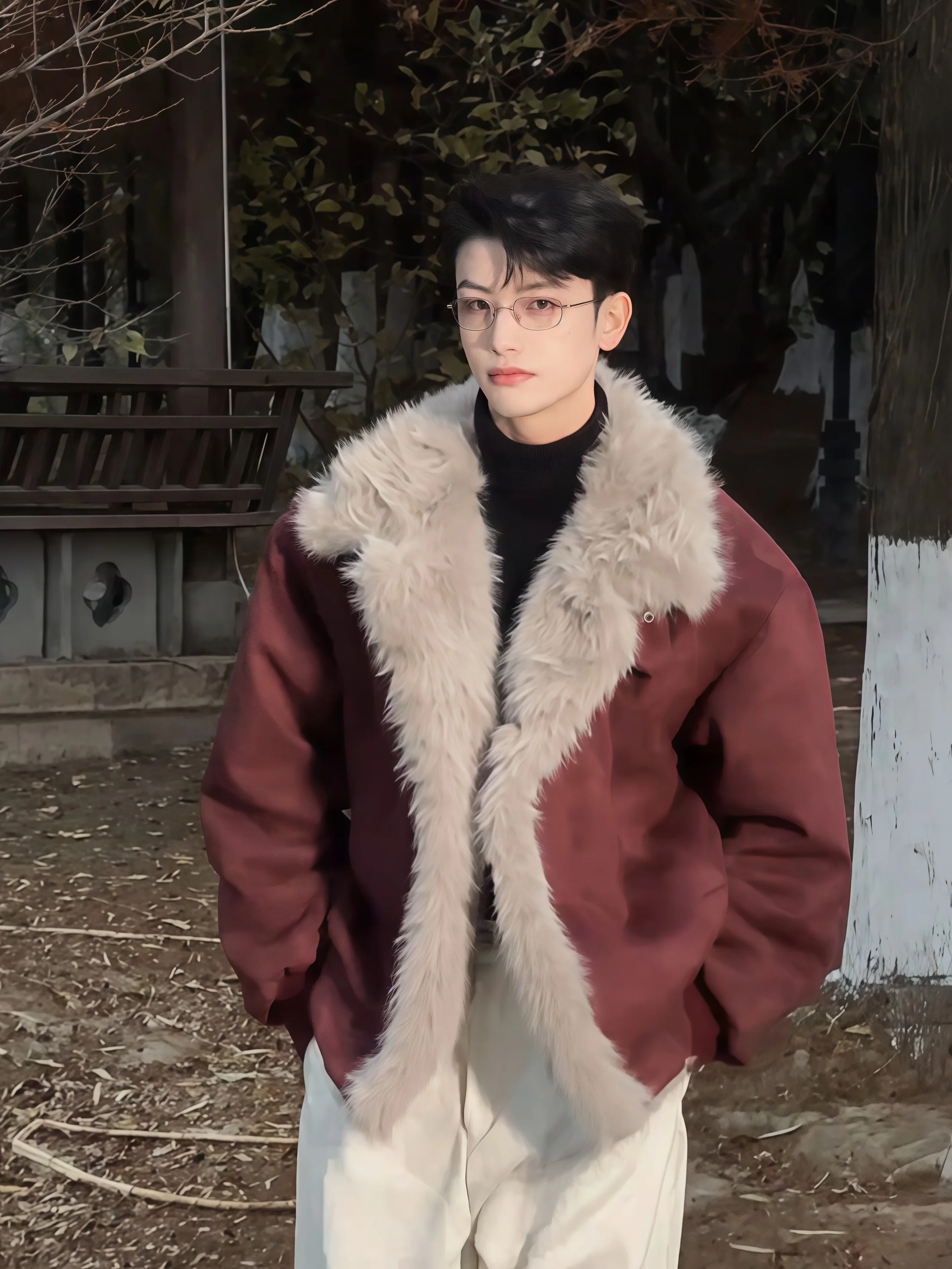 

Красное мужское зимнее хлопковое пальто с меховой подкладкой в американском стиле Sle ort Thiened Fce, молодежное пальто свободного кроя, чистый цвет