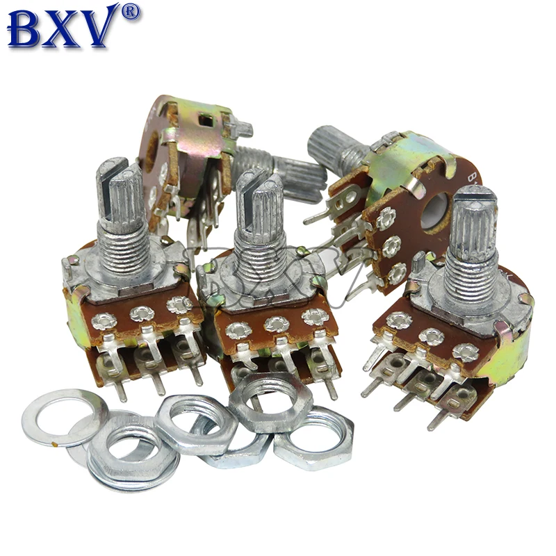 5PCS WH148 B1K B2K B5K B10K B20K B50K B100K 3PIN 6PIN 15mm Shaft Amplifier Dual Stereo Potentiometer 1K 2K 5K 10K 50K 100K 500K