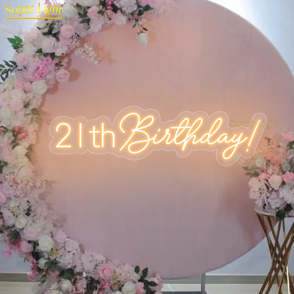 Large 21th Happy Birthday Led Light Sign 75x20cm Custom Neon Sign Personalized Gift Party Birthday Neon Sign Wall Decor