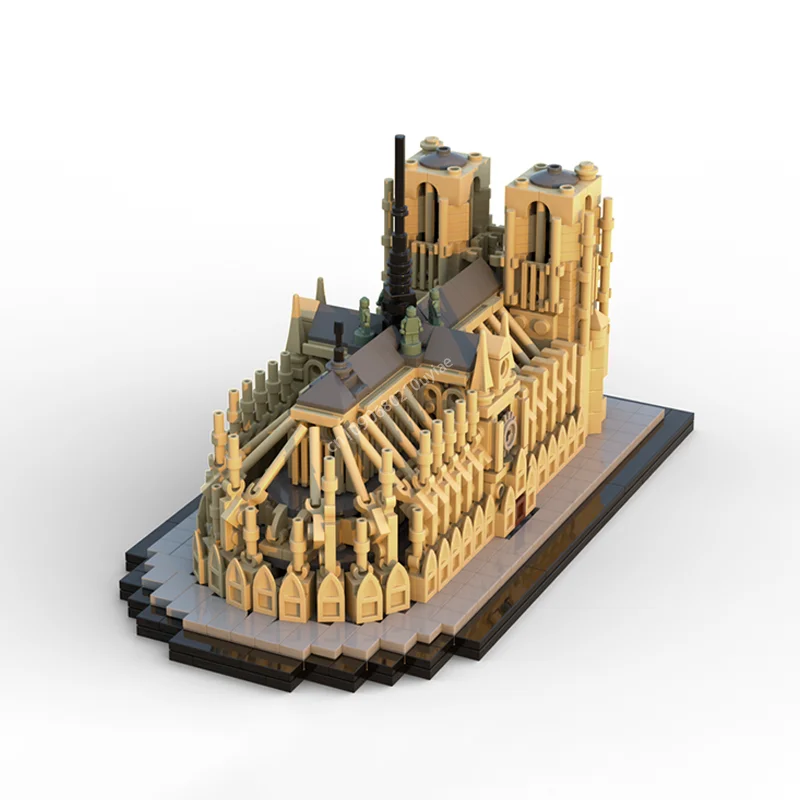 2024 New Notre Dame De Paris 1:800 World Famous Architecture Model Building Block Bricks Educational Toys Kids Gift Moc-21061