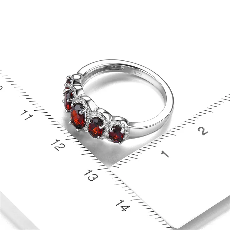 

Original 925 Sterling Silver Ring for Women Girl Gemstone Garnet Fine Jewelry