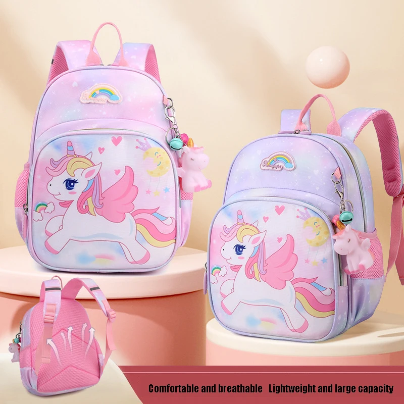 Cute Children'S Backpack New Lightweight Weight Reducing Kindergarten School Bag Cartoon Unicorn Little Girl Backpack