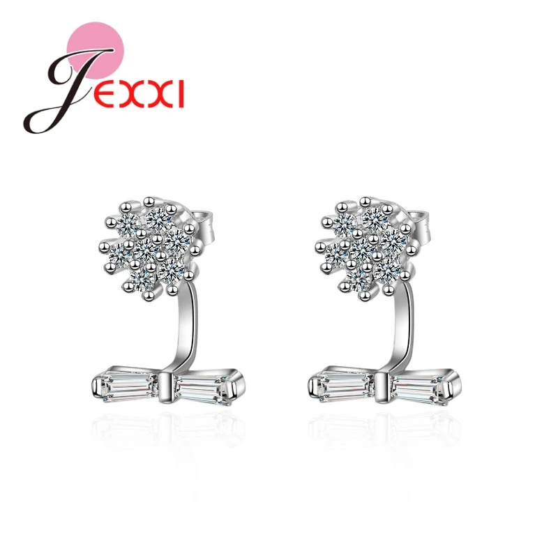 

Hot Sale Romantic Jewelry 925 Sterling Silver Stud Earrings For Wedding Elegant AAA Cubic Zirconia Stone Earring Accessories
