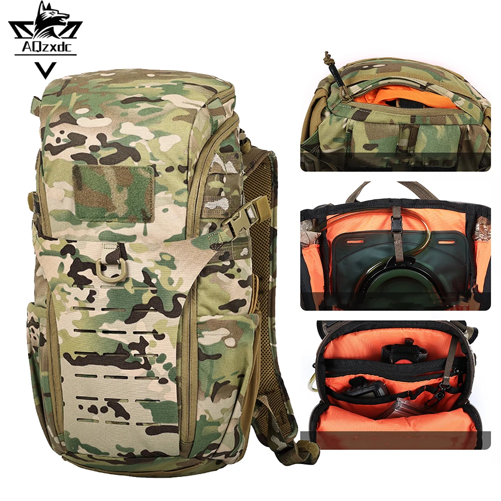 

Tactical Backpack Airsoft Adjustable Camouflage Bag Packet Pouch with Rain Cover for Outdoor CS Hiking Camping Hunting Shooting