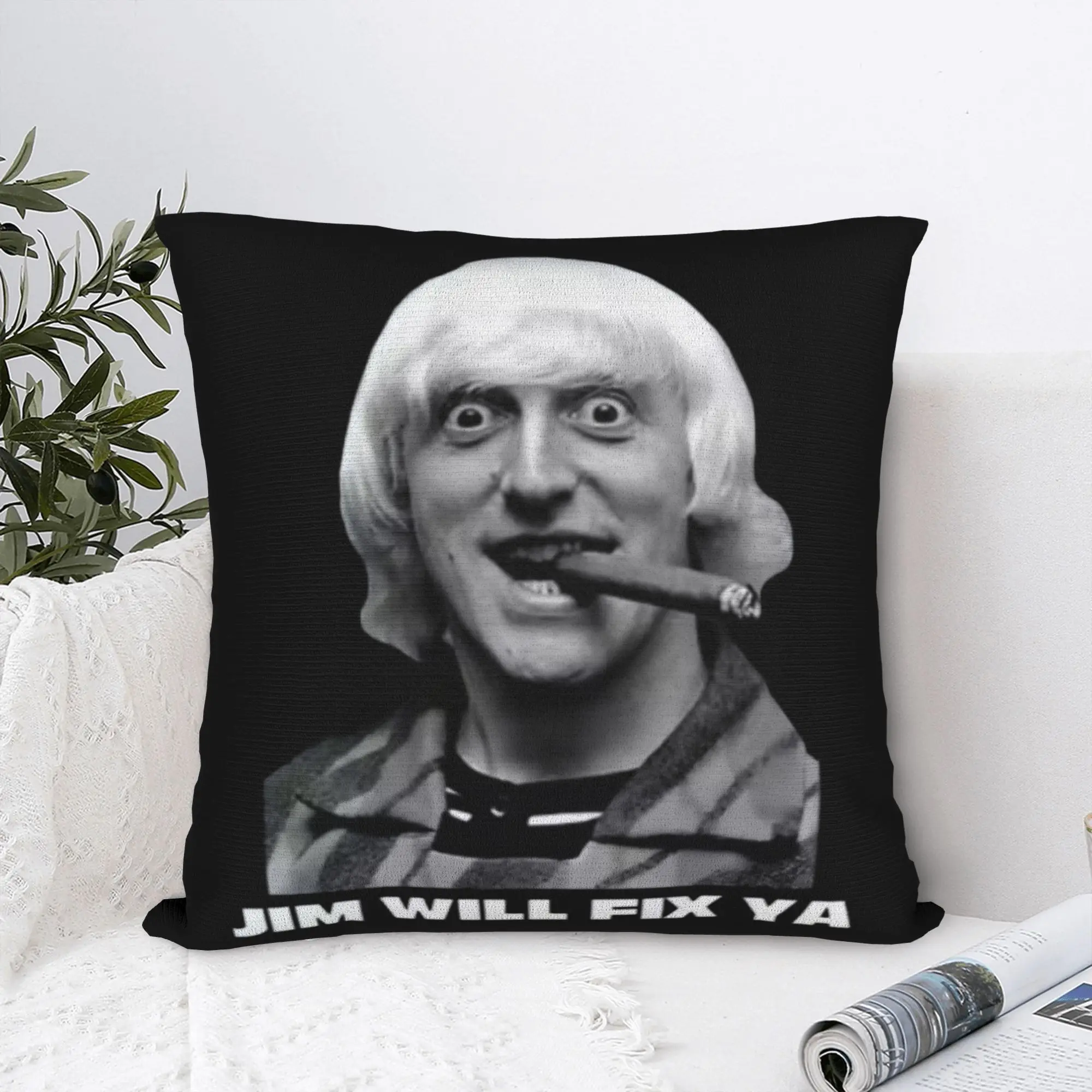 Funda de almohada Jimmy Savile, funda de cojín de poliéster, funda de almohada de regalo con cremallera, 40x40cm
