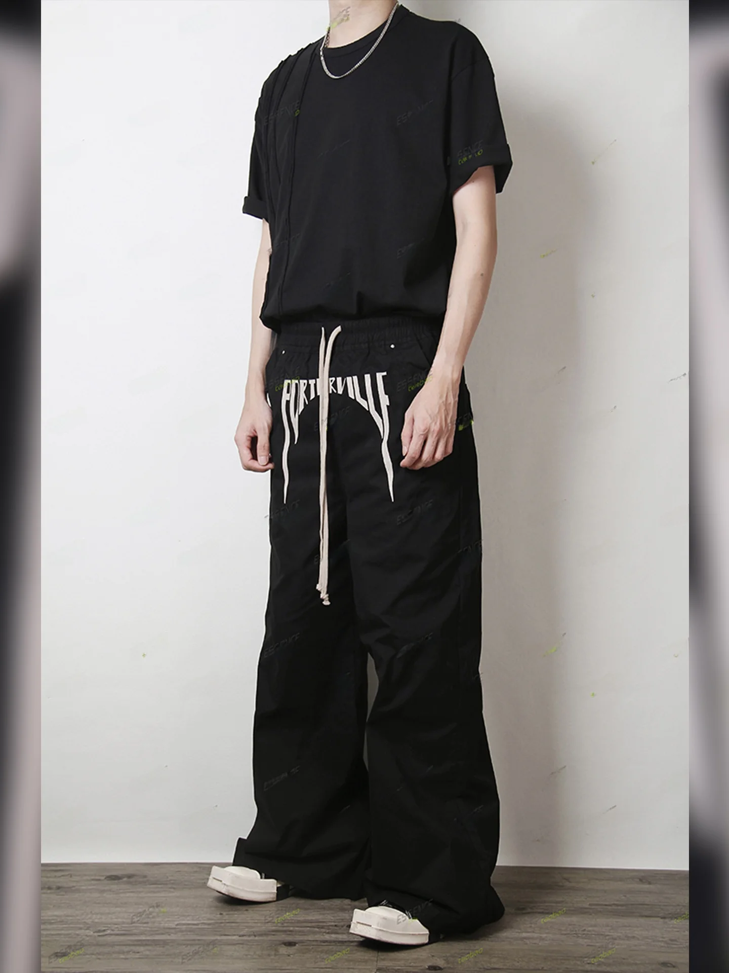 

Loose Straight Leg Casual Pants for Men with Embroidered Logo Micro Flared Hip Hop Street Sle Summer Faion Urban Wear