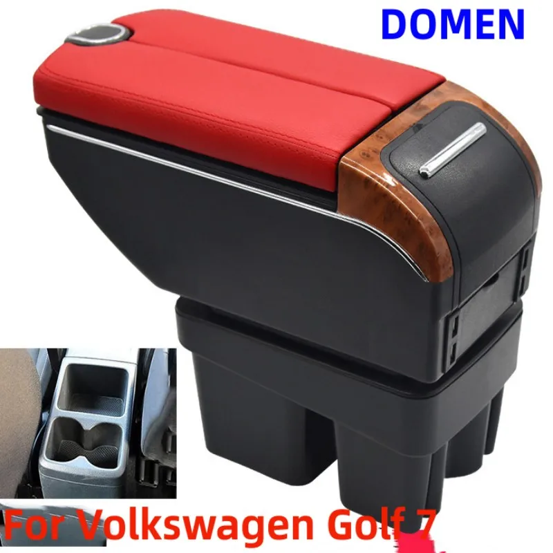 

For Volkswagen Golf 7 Double open armrest box Interior Parts Car Central Store Content With Large Space Dual Layer USB Charging