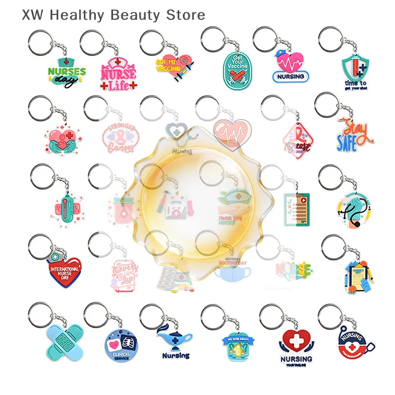 

10 шт., медицинский брелок, стетоскоп, униформа медсестры для медсестры, врача, брелок для женщин и мужчин, модные медицинские аксессуары для ключей, подарок друзьям
