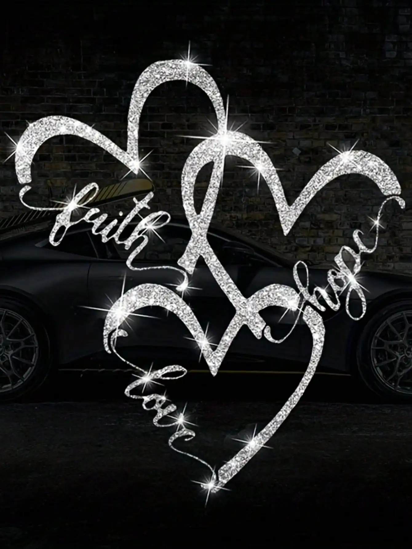 

1pc Sparkling Glitter Heart Decal for Car Truck Motorcycle Laptop Decor