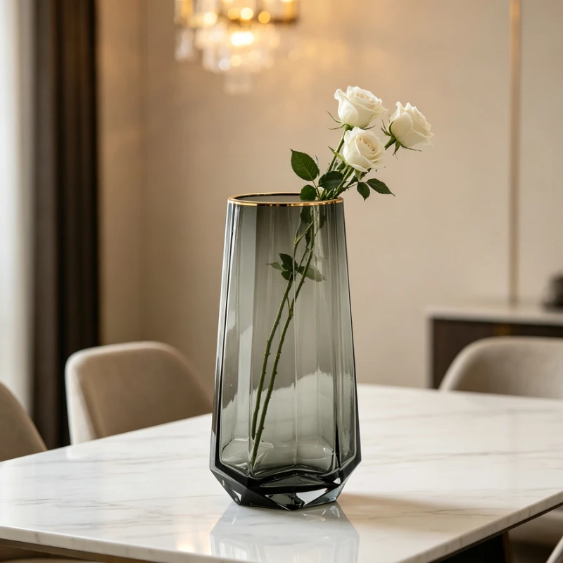 Creative Diamond Star Glass Vase Transparent Water Planting Fresh Flower Home Bedroom Living Room Decor