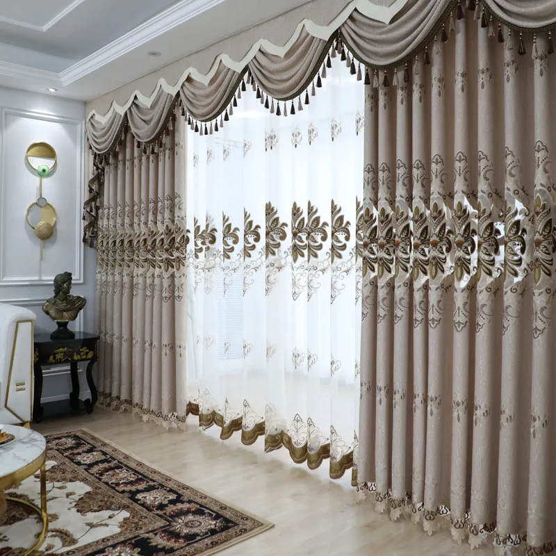 Chenille Jacquard Embroidered Curtains Customized Fashion Luxury Curtains for Bedroom and Living Room Window Decor Blackout