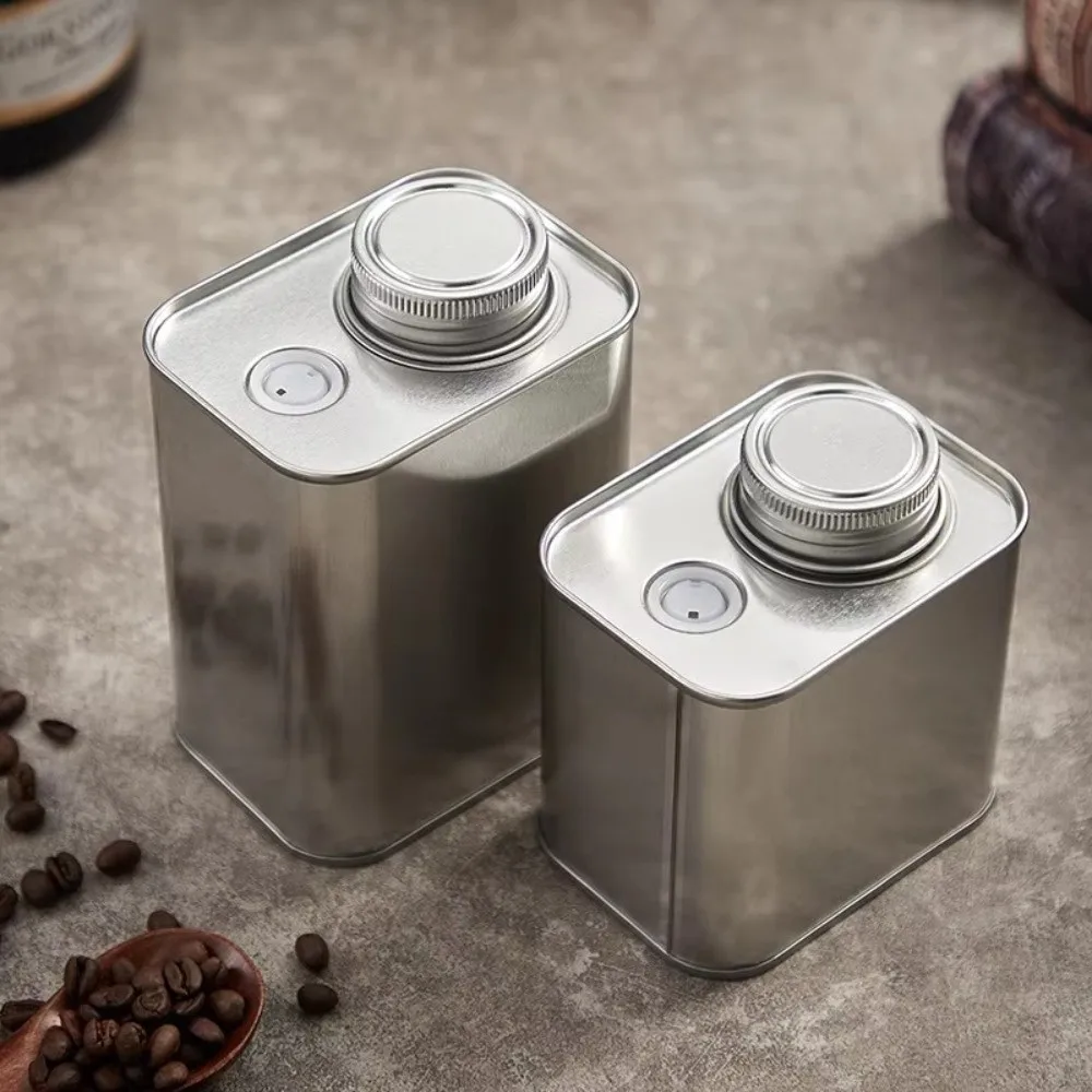Large-capacity Coffee Sealed Cans Square Kitchen Storage Tools Coffee Powder Storage Jar One-way Exhaust Coffee Bean Storage Box