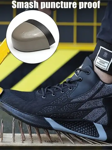 Botas de trabalho sapatos de segurança de dedo do pé de aço das mulheres dos homens sapatos de trabalho tênis leve anti-punctura sapatos de segurança homens botas indestrutíveis
