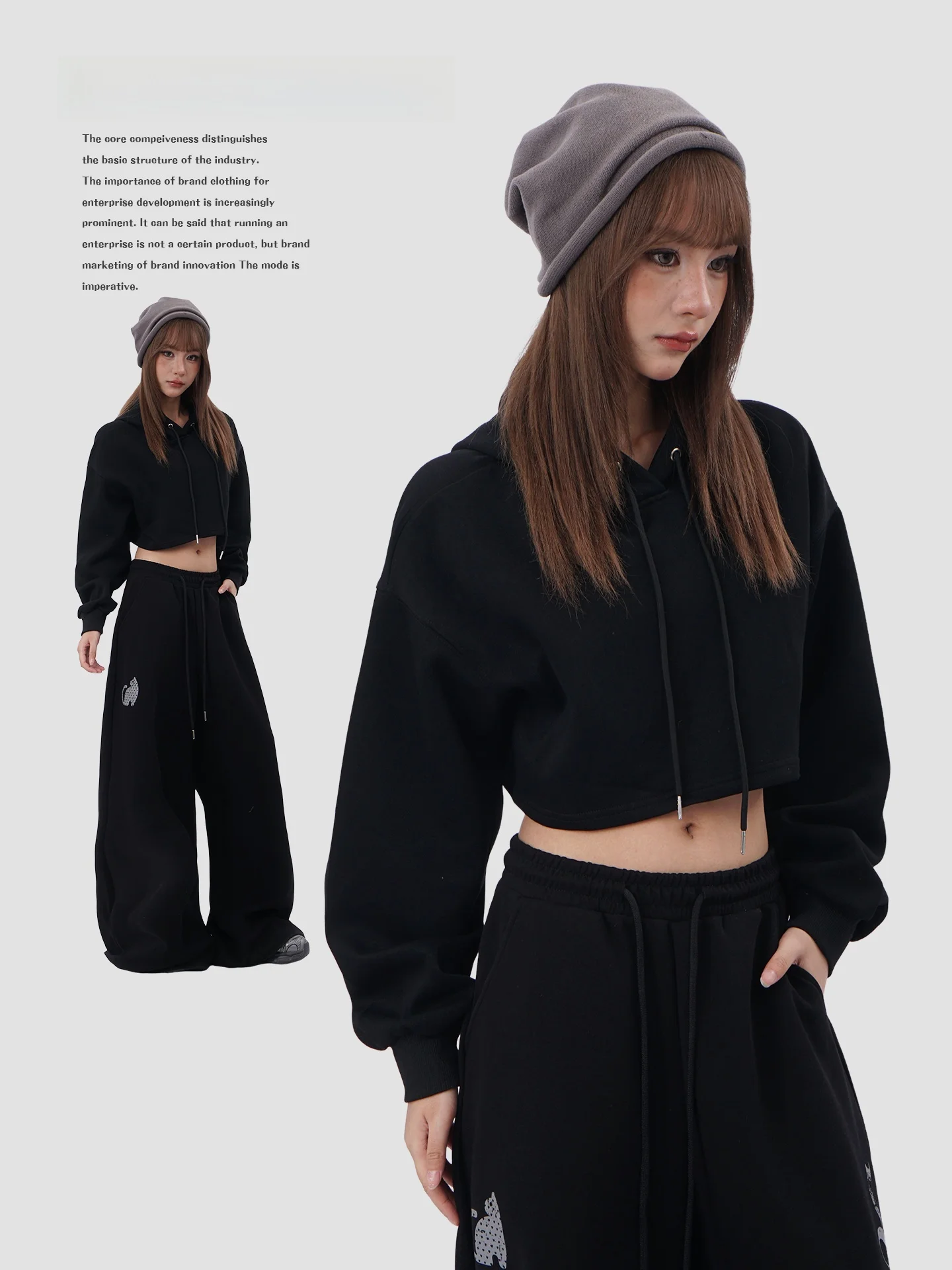 

American Style Hot Girl Jazz Dancing Hoodie Women Loose Short High Waist Crop Casual Sports Long Sleeve Top Trendy