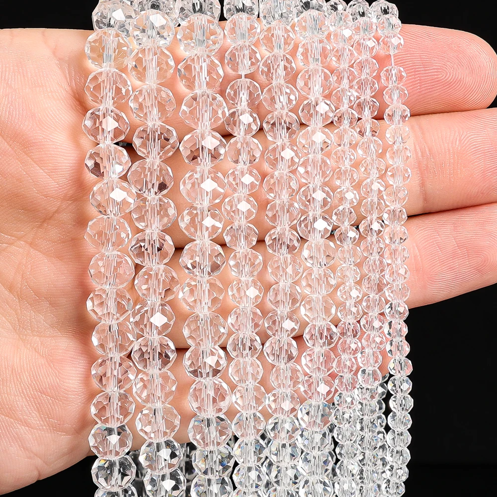 

4/6/8mm Faceted Round Crystal Beads Transparent Glass Bead Loose Spacer Bead for Jewerly Making DIY Bracelet Necklace