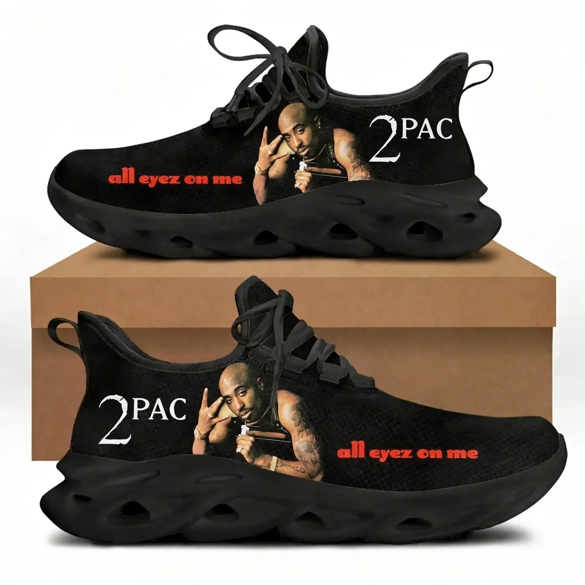 2Pac Tupac Rap All Eyez on Me Chaussures de sport pour hommes, femmes, adolescents, enfants, baskets décontractées personnalisées de haute qualité, chaussures de couple