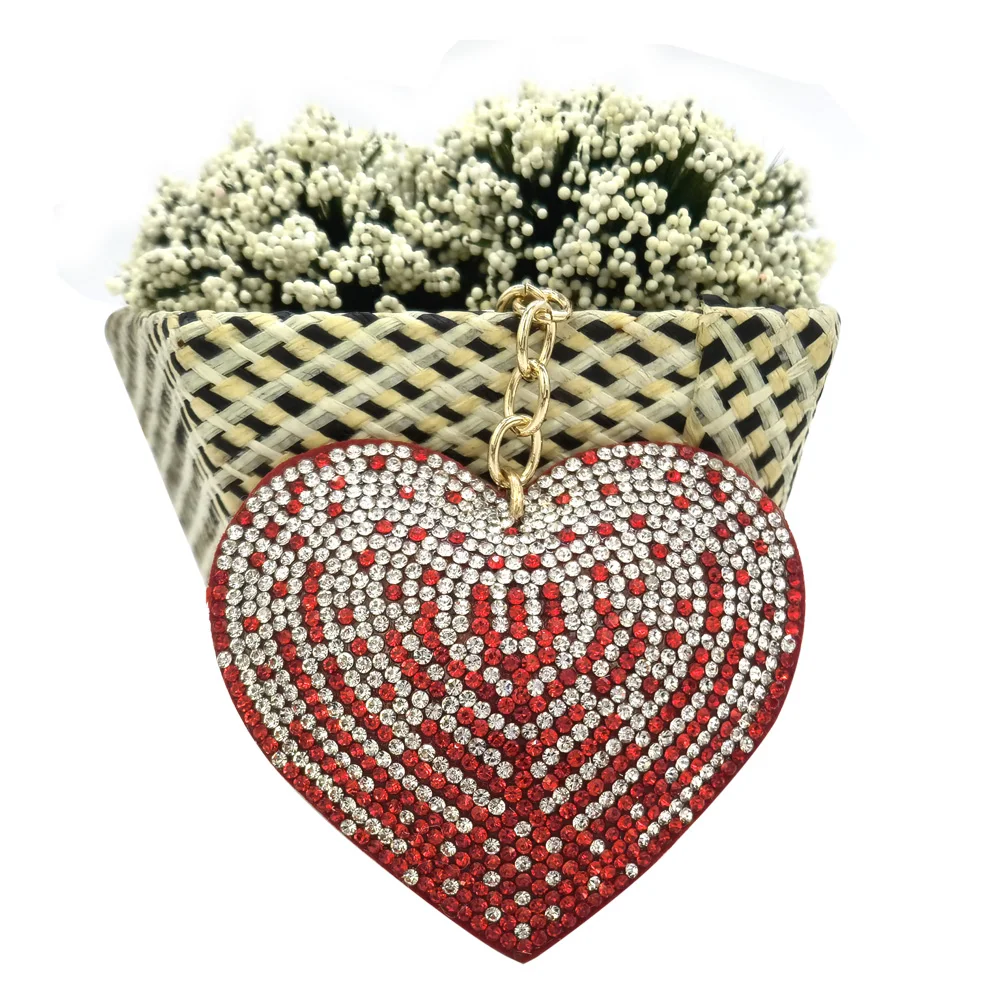 Brand New Heart Crystal Rhinestone Key Chain Holder Women Car Key Chain Bag Pendant