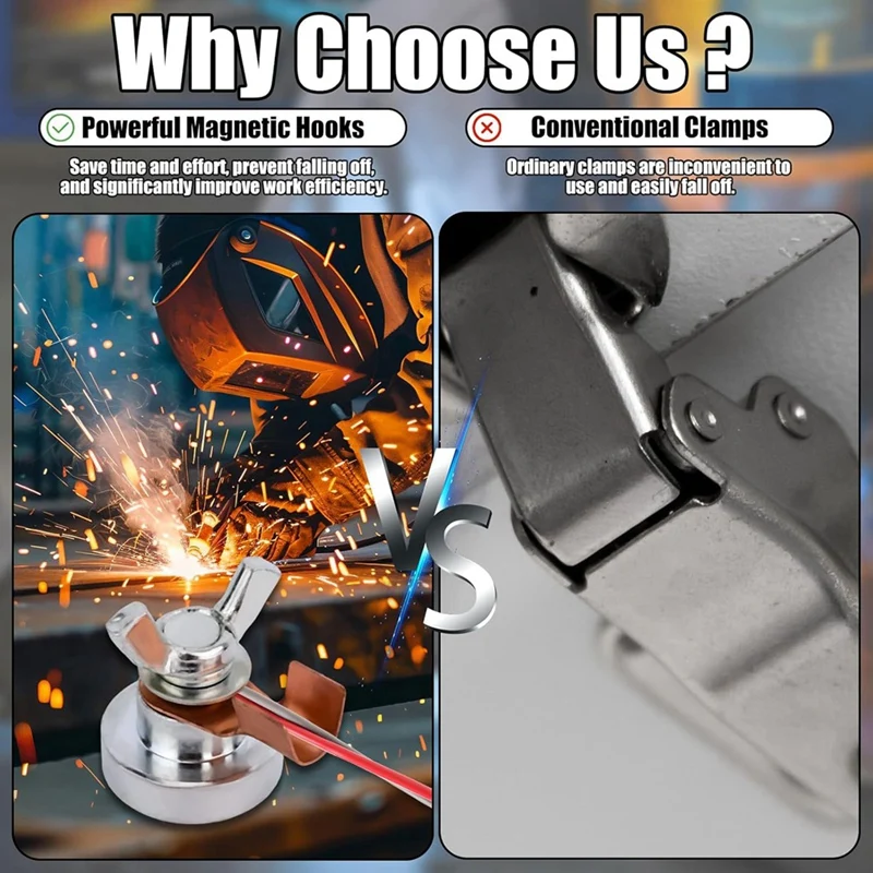 

2PCS Welding Magnetic Grounding Clamp Set with Strong Magnetism and Metal Terminal Replacements-A21R