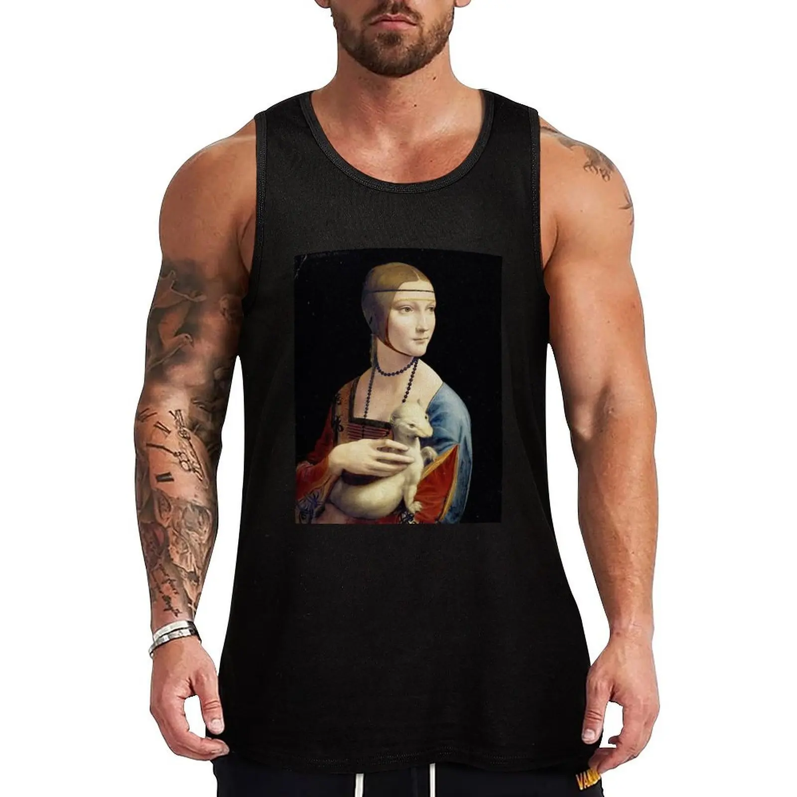 

The Lady with an Ermine - Leonardo da Vinci Tank Top Men's cotton t-shirt singlet for men T-shirt men Men's sleeveless t-shirt