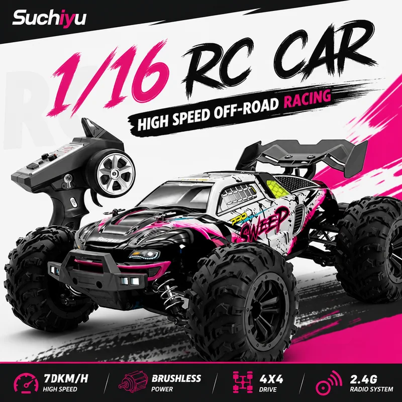 Suchiyu 1/16 Scale Rc Buggy 4wd Remote Control Vehicle 16102pro Brushless Motor 68km/H 2.4g Radio Controlled All‑Terrain