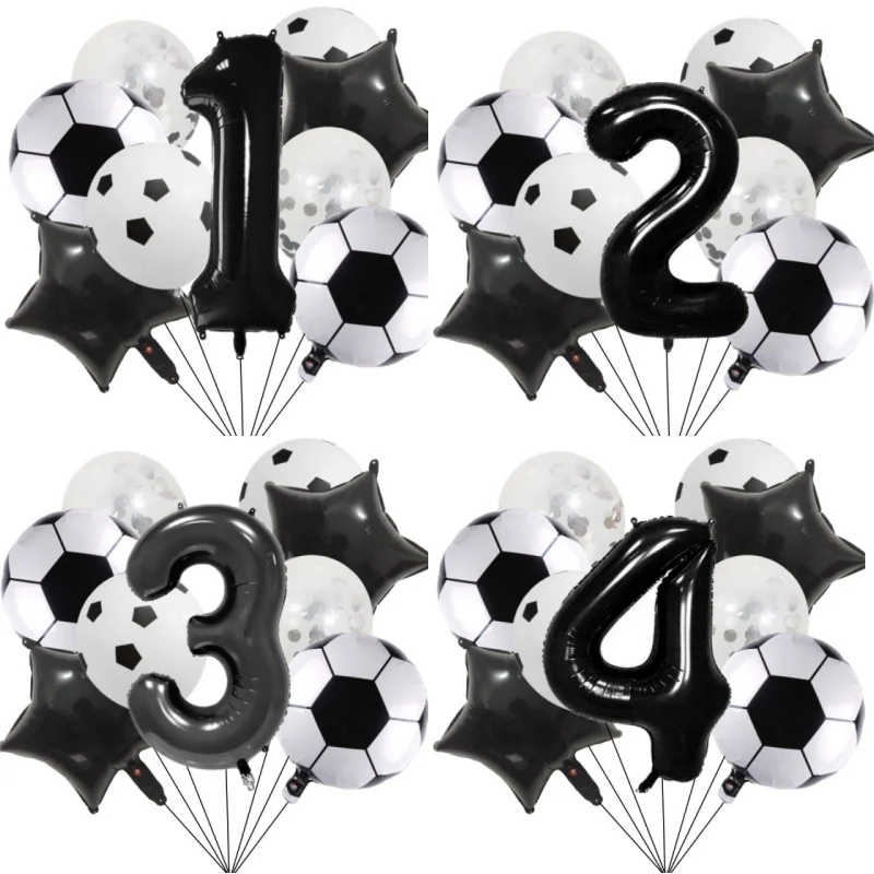 

9pcs Black Digit Number Globos Football Helium Balloons Soccer Latex Balloon Children's Gifts Birthday Party Decorations Kid Toy